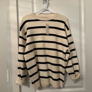 Zara Black and Cream Striped Knit